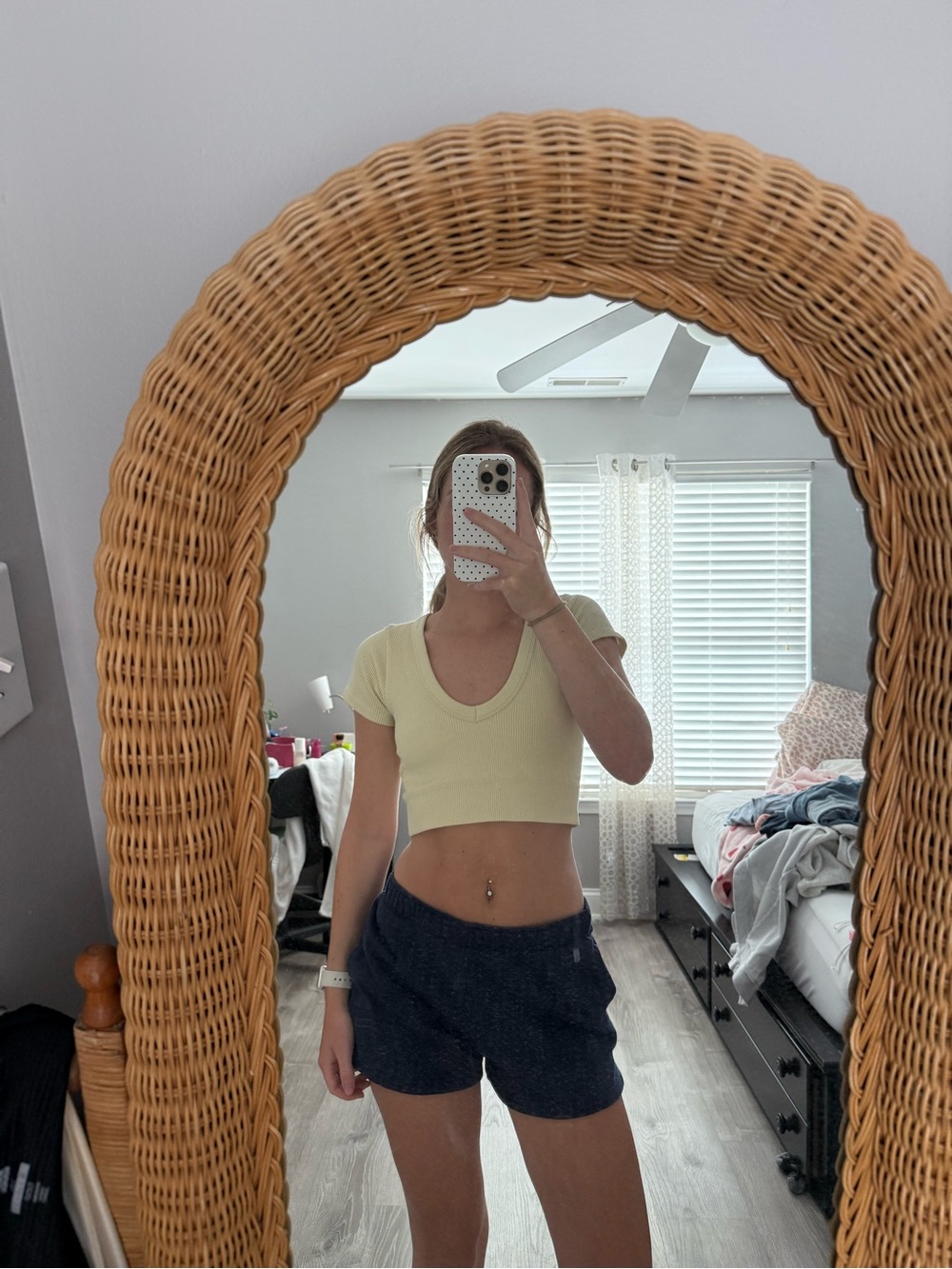 Garage Cropped Scoop Neck Tee in Pale Yellow